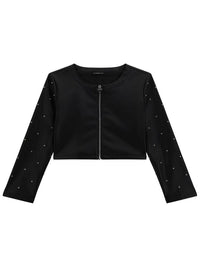 Guess Blouson en cuir noir zippé pour fille — immagine 1