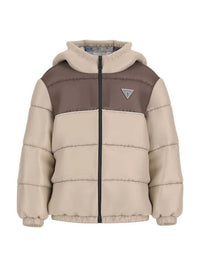 Guess Kids Giubbotto Trapuntato Con Cappuccio Beige Marrone Bambini Ragazzi — immagine 1