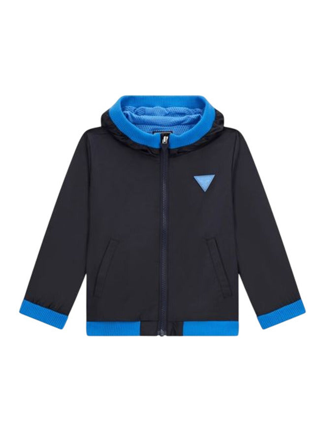 Guess Kids Giacca Chiusura Zip Con Cappuccio Blu Bambino
