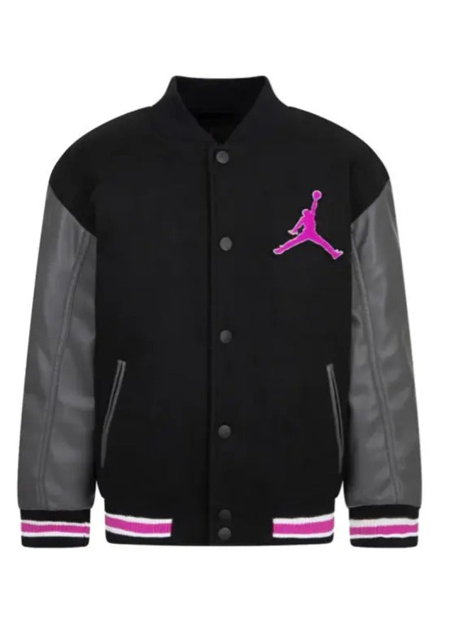Veste Jordan Varsity Boutons Noir Rose Fille