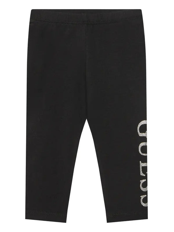 Guess Leggings Nero Argento Bambina