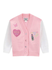Guess Kids Cardigan Rosa Bianco Bambina — immagine 1