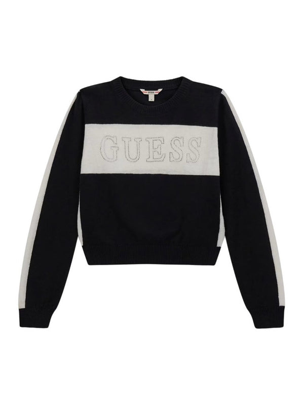 Guess Maglioncino Girocollo Nero Bianco Bambine Ragazze