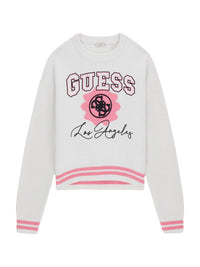 Guess Maglioncino Girocollo Bianco Rosa Bambine Ragazze — immagine 1
