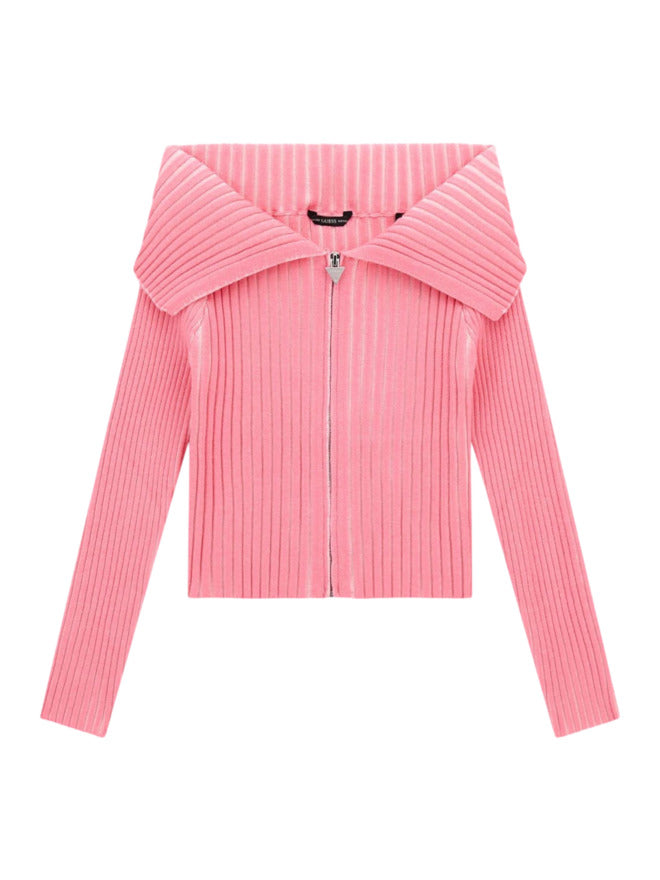 Guess Cardigan Chiusura Zip Rosa Bambine Ragazze