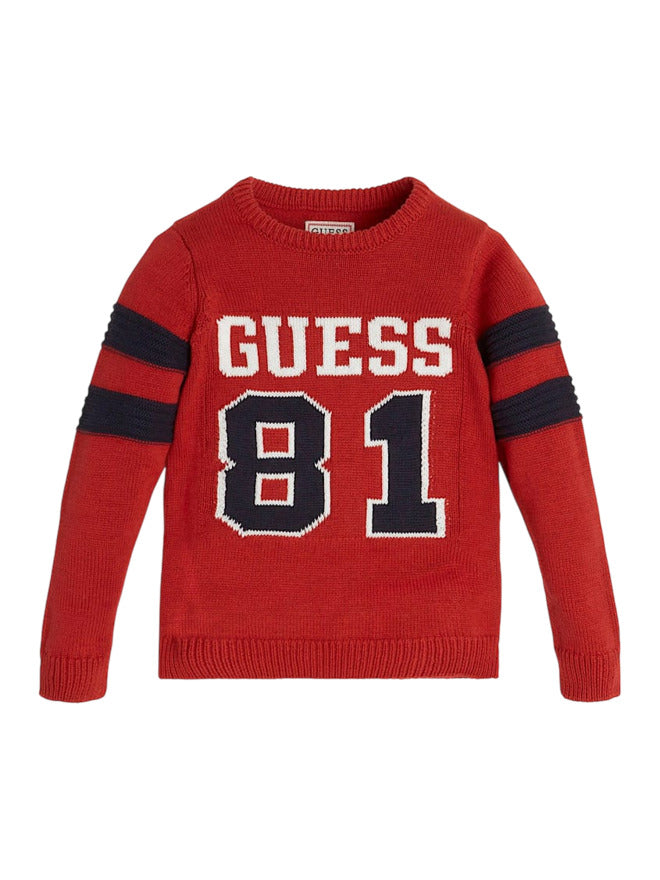 Guess Pull Col Rond Rouge Enfants