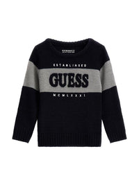 Guess Pull Col Rond Bleu Gris Enfants — immagine 1