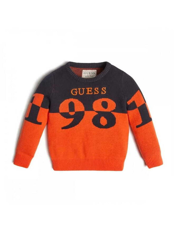 Guess Maglioncino Girocollo Blu Arancio Bambini