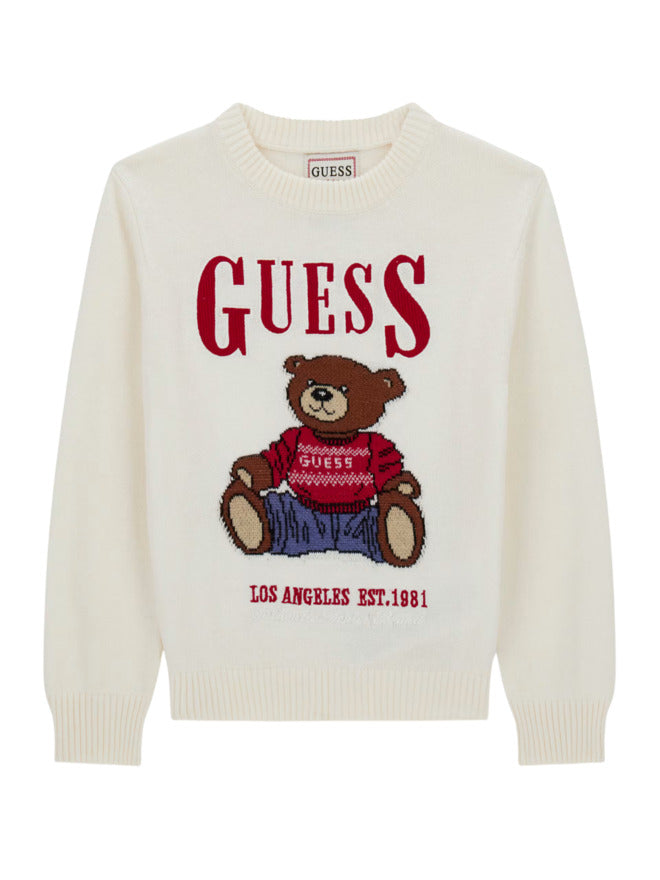 Guess Pull col rond blanc enfant