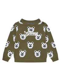 Guess Kids Pull ras-du-cou Vert Blanc Enfant — immagine 1