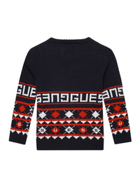 Guess Kids Ls Maglioncino Girocollo Blu Rosso Bambini — immagine 2