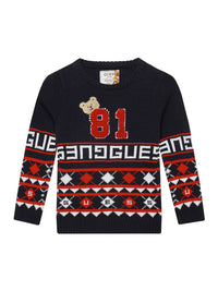 Guess Kids Ls Maglioncino Girocollo Blu Rosso Bambini — immagine 1