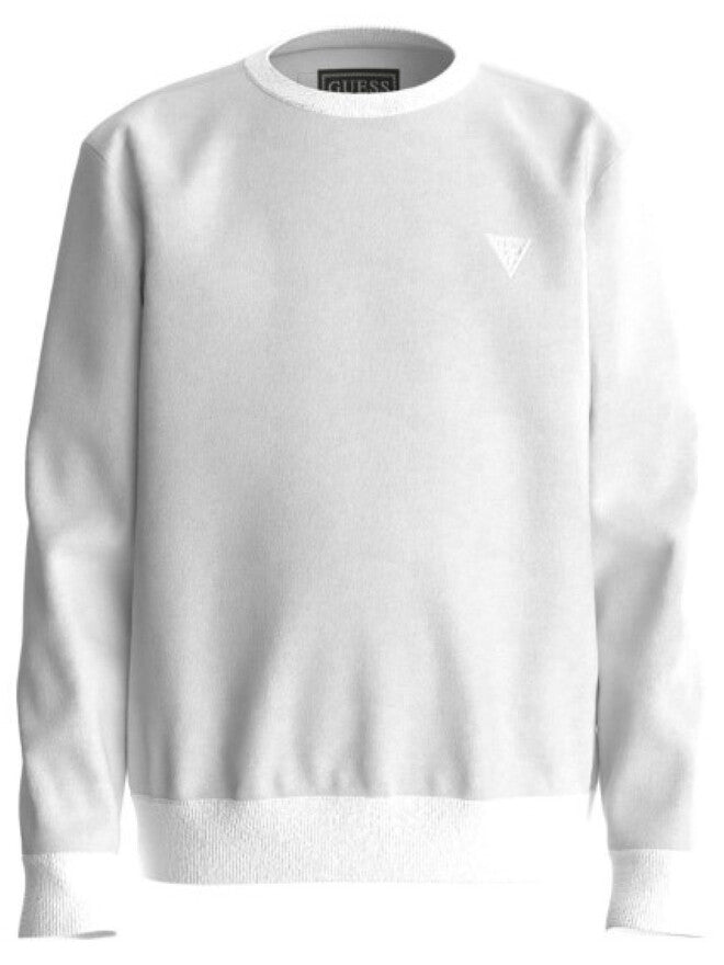 Guess Kids Maglioncino Girocollo Bianco Con Logo a Rilievo Bambini