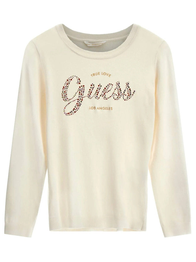 Guess Kids Pull Ras du Cou Blanc Fille