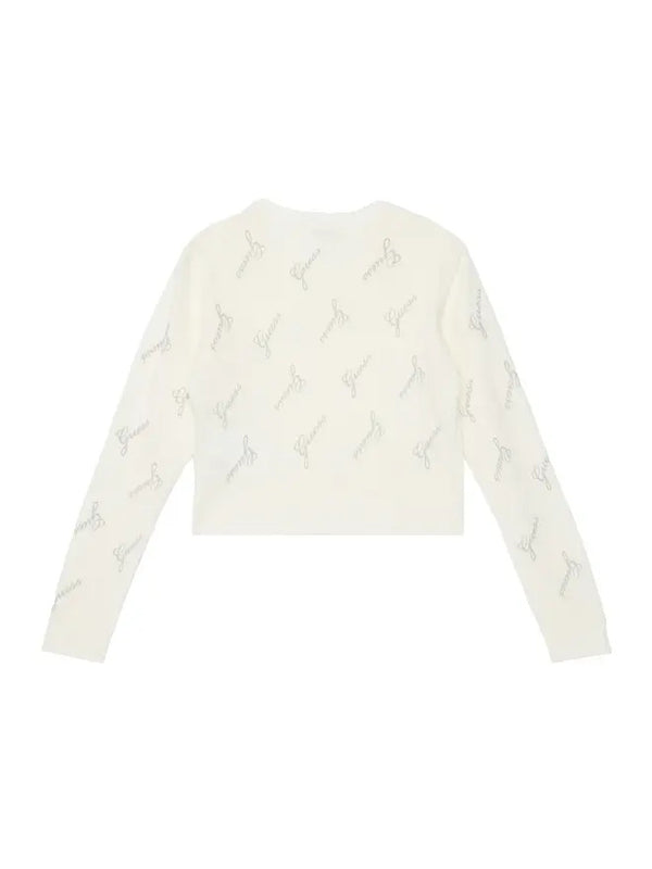 Guess Maglioncino Girocollo Bianco Logato Bambina