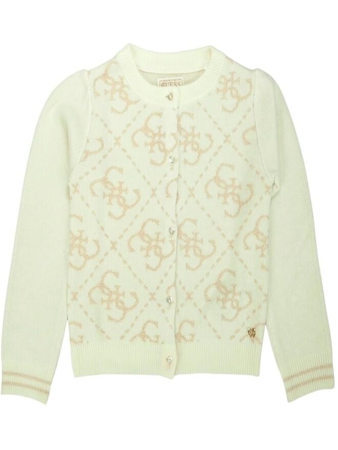 Guess Kids Cardigan Bianco Oro Bambina