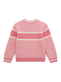 Guess Kids Pull à Col Rond Rose Blanc Fille — immagine 2