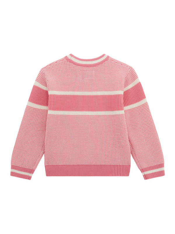 Guess Kids Maglioncino Girocollo Rosa Bianco Bambina
