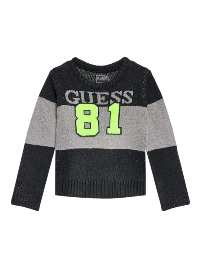 Guess Pull col rond Gris Noir Enfant
