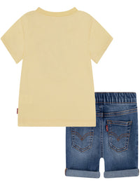 Levi's Ensemble T-shirt Short Jaune Bleu Denim Enfants — immagine 2