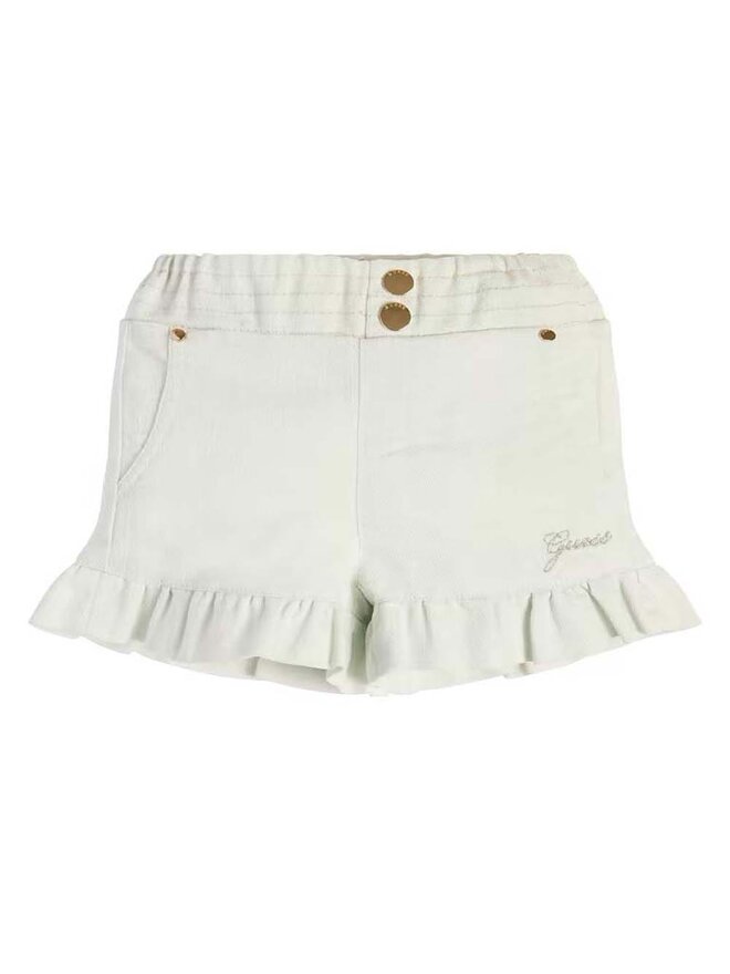 Guess Kids Pantaloncini Di Jeans Bianco Denim Bambina