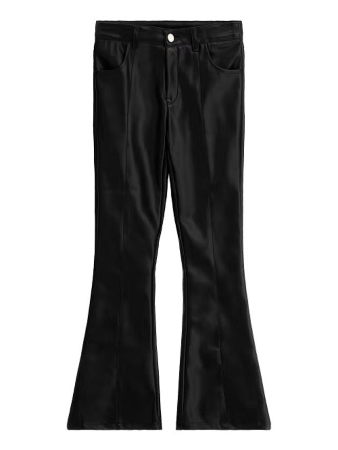 Guess Flare Pantalone in ecopelle Total Black Bambina
