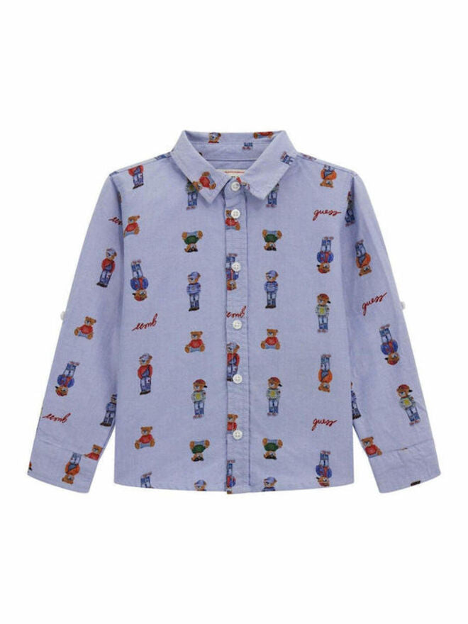 Guess Infant kids Camicia Maniche Lunghe Blu Logata Bambino