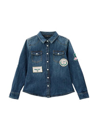 Guess Kids Chemise en jean bleu denim pour filles — immagine 1