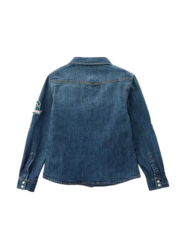 Guess Kids Camicia Di Jeans Blu Denim Bambine Ragazze