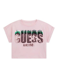 Guess Kids Top Rosa Con Glitter Multicolore Bambina — immagine 1