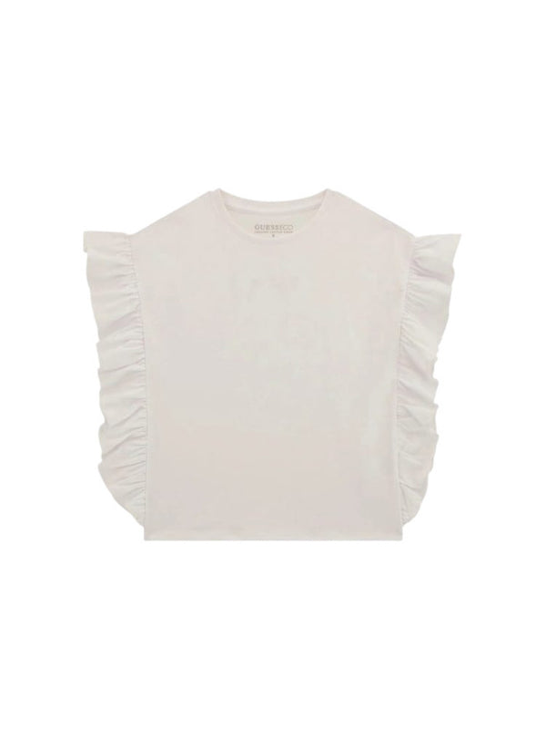 Guess Top corto in cotone con volant Bambine Ragazze