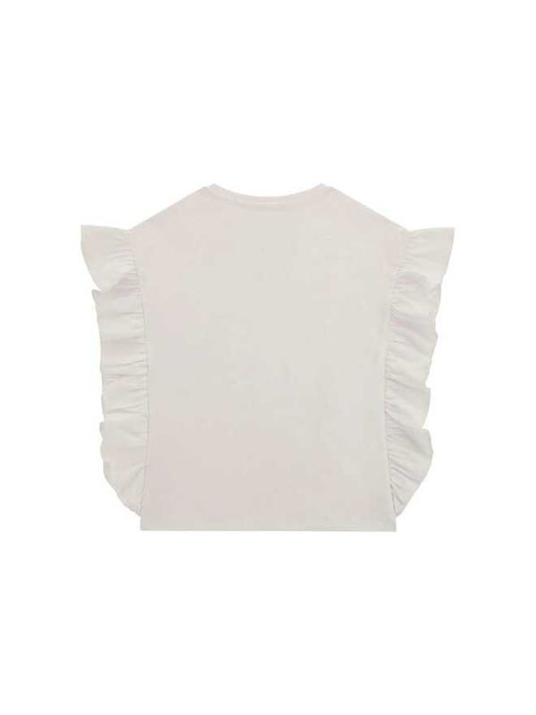 Guess Top corto in cotone con volant Bambine Ragazze