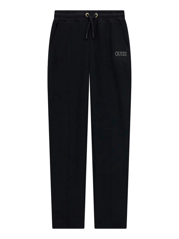 Guess Pantaloni Tuta Neri Con Strass Argento Bambine Ragazze