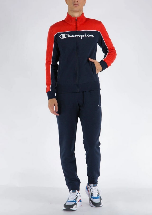 Champion Completo Tuta Blu Rosso Uomo