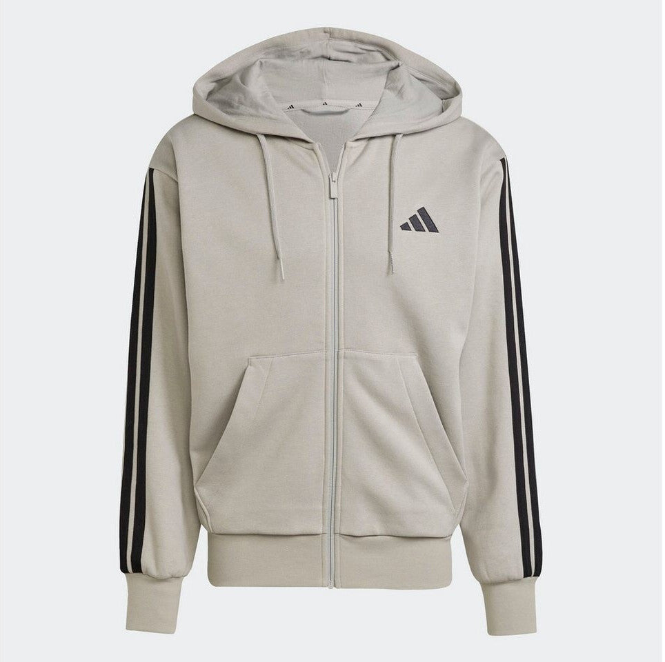 Adidas 3 Stripes Sweatshirt Zippée à Capuche Grise Homme
