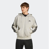 Adidas 3 Stripes Sweatshirt Zippée à Capuche Grise Homme — immagine 2
