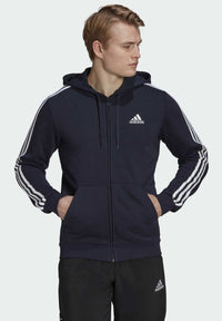 Adidas Essentials French Terry Sweat-shirt Zippé à Capuche Noir Blanc Homme — immagine 2