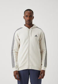 Adidas Essentials Sweat-shirt à Capuche Zippé Blanc Noir Homme — immagine 2