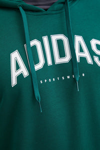 Adidas Collegiate  Felpa Con Cappuccio Verde Bianco Uomo — immagine 3