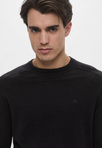Calvin Klein Pull Col Rond Noir Homme — immagine 3
