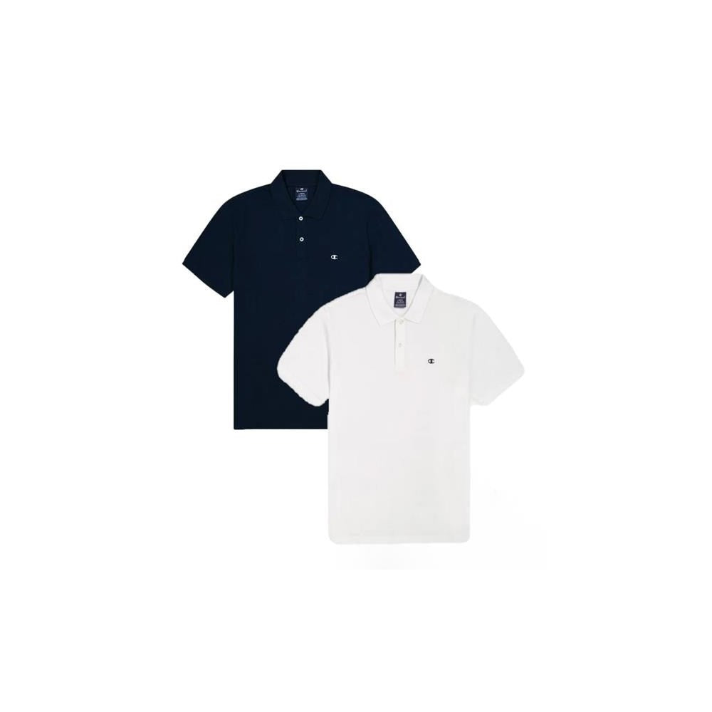 Champion Lot de 2 polos homme blanc et bleu
