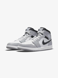 Jordan 1 Mid Light Chaussures grises blanches unisexe — immagine 2