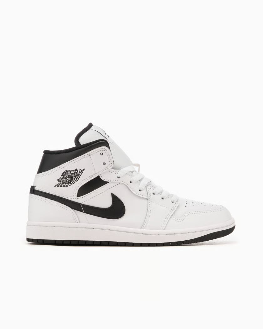 Jordan 1 Mid Reverse Panda Scarpe Bianche Nere Uomo