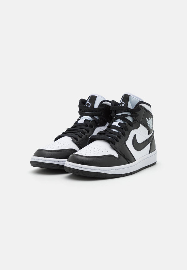 Jordan 1 Mid Panda Scarpe Bianche Nere Unisex