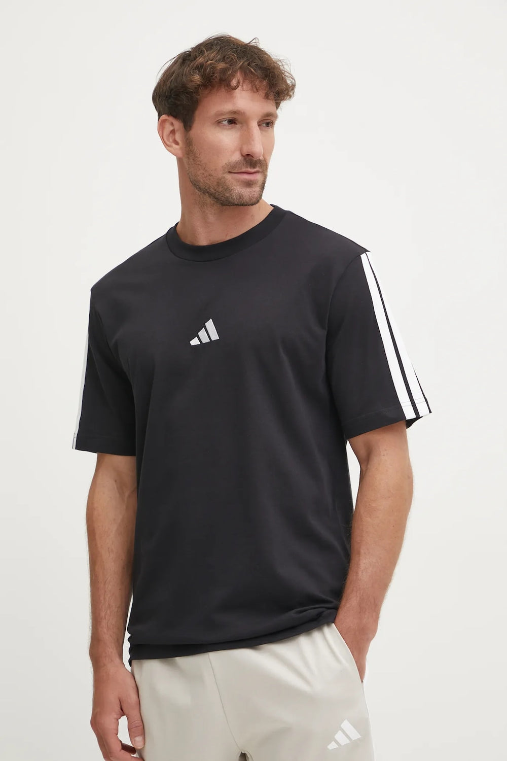 T-shirt Adidas Essentials 3-Stripes noir blanc homme