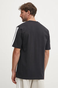 T-shirt Adidas Essentials 3-Stripes noir blanc homme — immagine 2