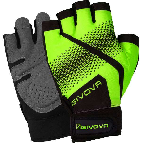 Givova Gym Gloves Gants de Sport Noir Jaune Fluo