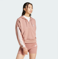 Adidas Essentials 3-Stripes Sweat à Capuche Rose Blanc Femme — immagine 4