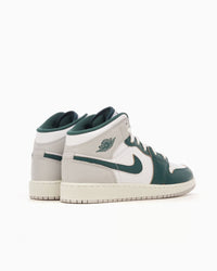 Jordan 1 Mid Se Gs Chaussures Blanches Vertes Femme — immagine 2