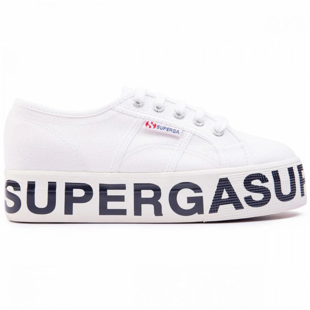 Chaussures blanches femme Superga W Platform 2790 Cotw Outsole Lettering